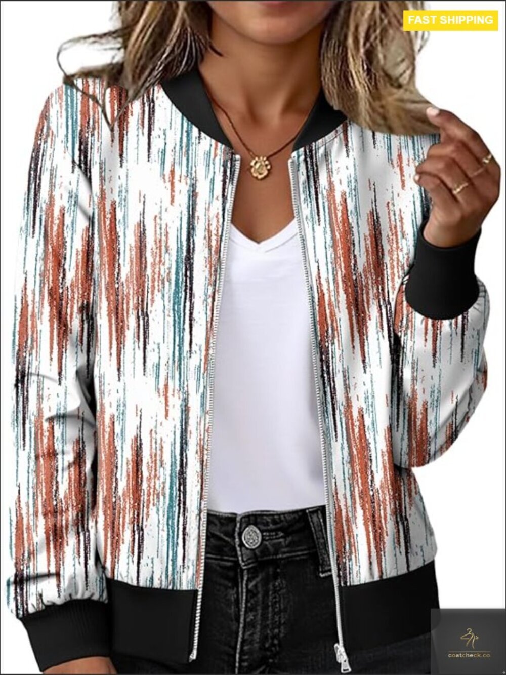 Bomber Jacket Casual Lightweight Zip Up Windbreaker Fall Trendy